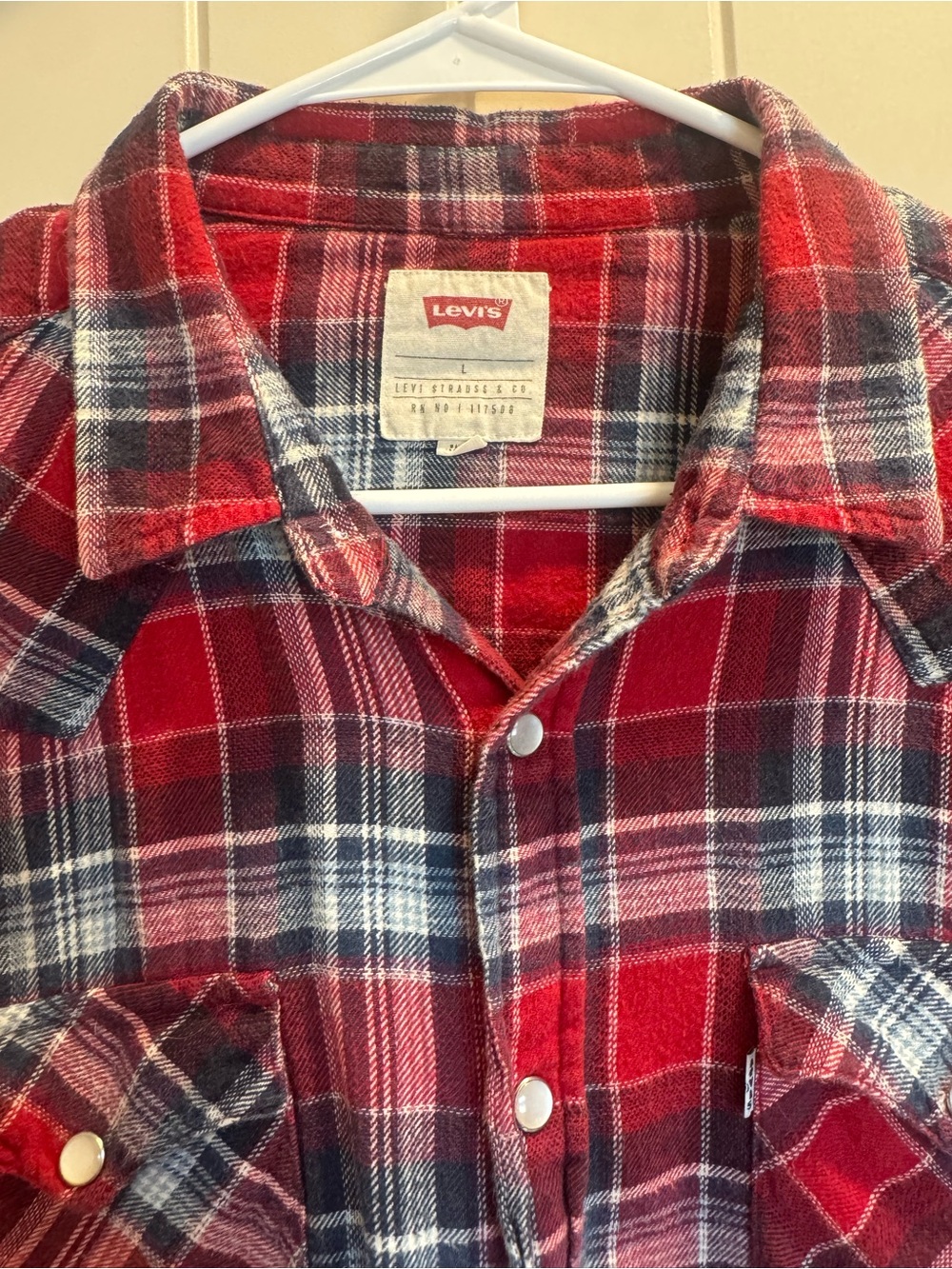 Levi's Red Navy White Plaid Button-Down Shirt